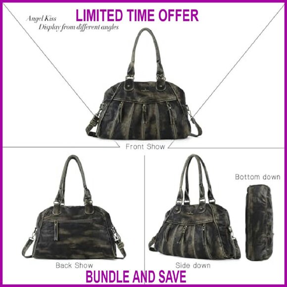 Large Soft PU Leather Hobo Bag with Multiple Pockets, Convertible Strap